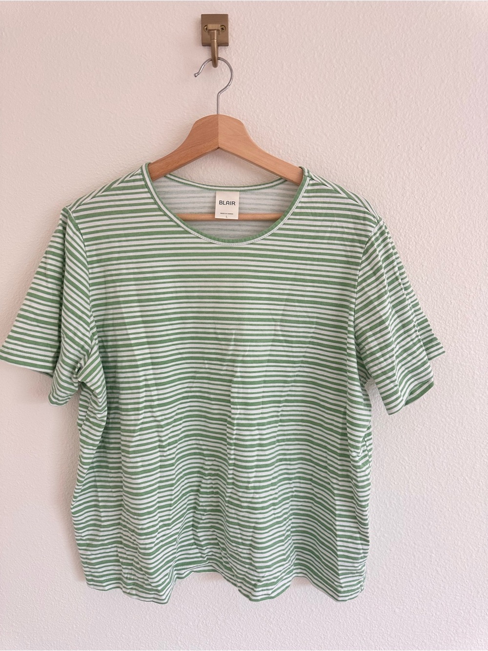 Blair Green & White Striped Crew Tee